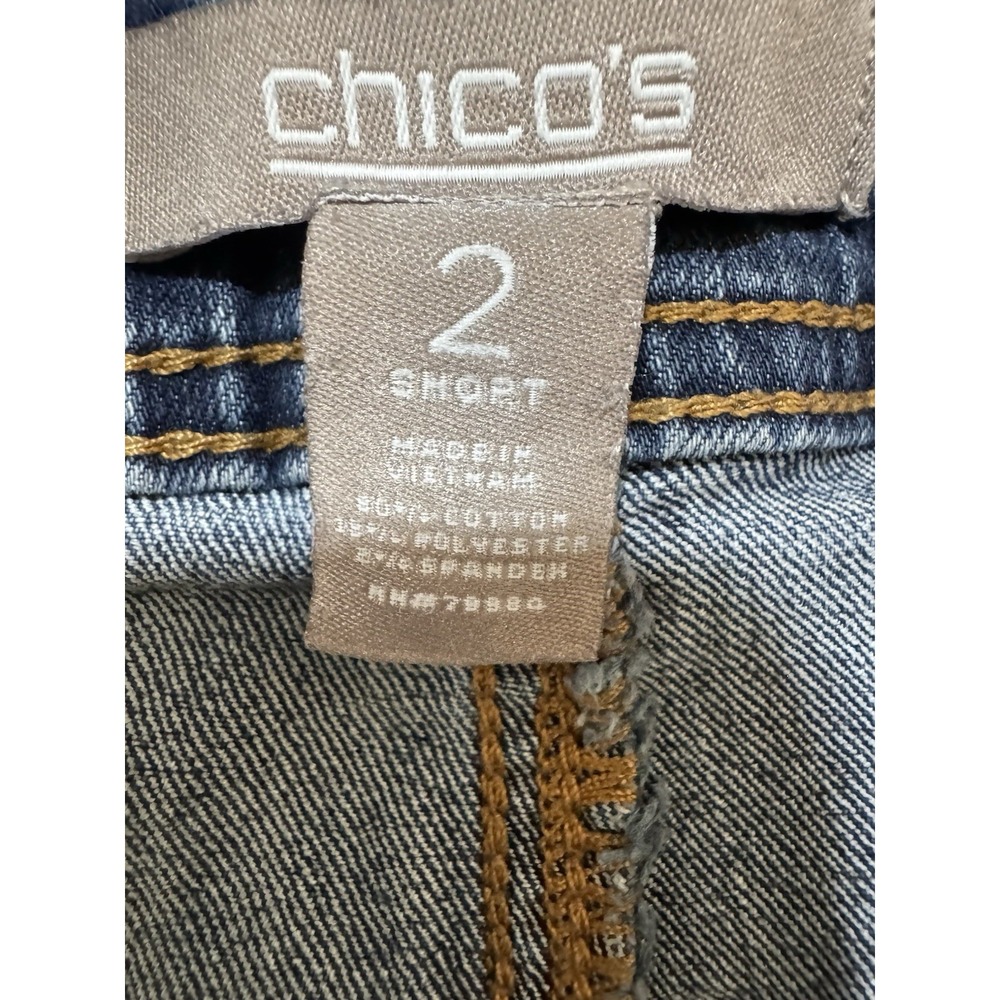 Chico's Jeans Women's Sz 2 Short (W34xL27) US L/12 Blue Mid Rise Straight - Picture 7 of 8